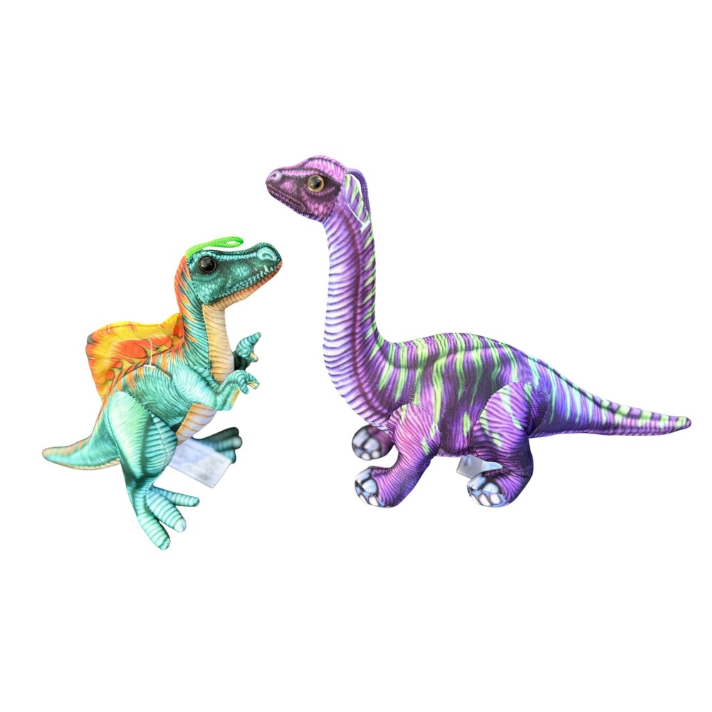 Fiesta Plush Dinosaur Lot Spinosaurus and Brachiosaurus Colorful Stuffed Animals